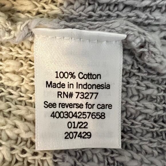 Sonoma Womens Chunky Knit Sweater Size 2X Gray Ivory Stripe V-Neck Pullover - Picture 5 of 6